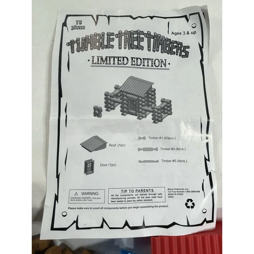 Tumble Tree Timbers  373 Piece Wood Set Limited Edition w/ Guide Lincoln Logs